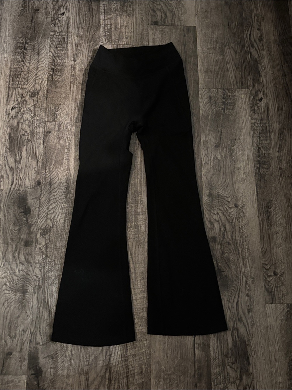 High-Rise Flare Pants with Cross-Over Waist Band and Pockets -Black -Size XSmall